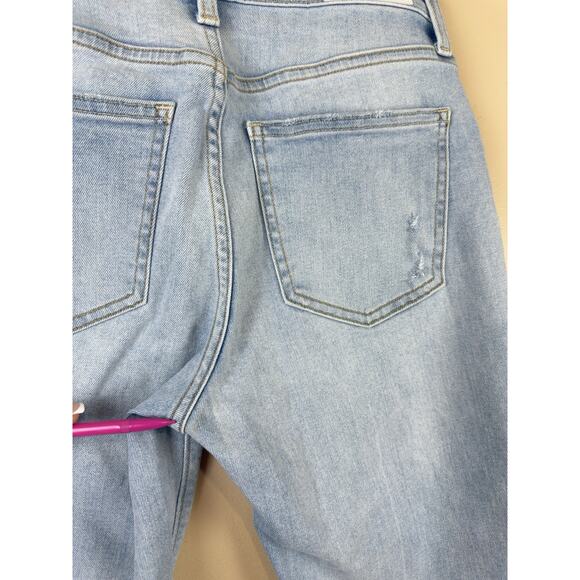 PISTOLA Medium Wash Straight Crop Jeans with Raw Hem, Distressed, Mid Rise 27 - Picture 11 of 14